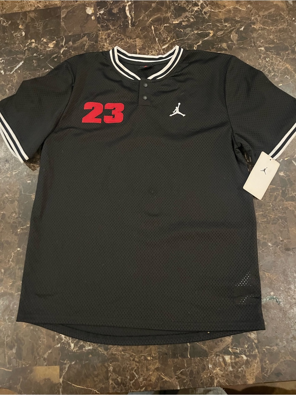 NWT Jordan Boys Black Mesh Short Sleeve Shirt with 23 Detail Size XL (13-15yrs)